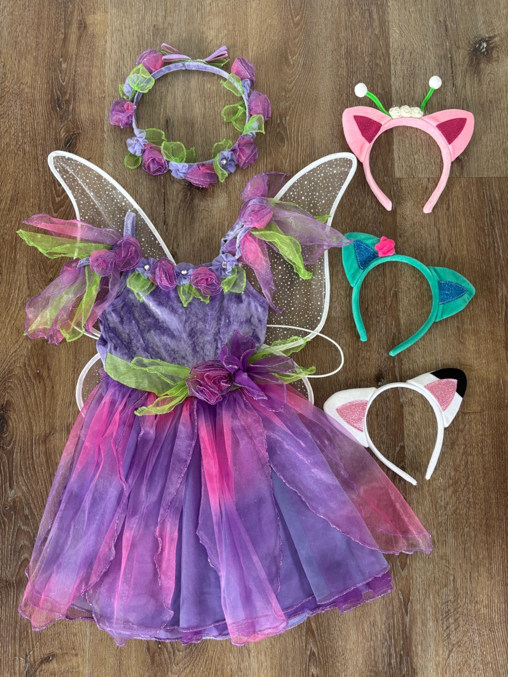 Gabby’s Dollhouse Kitty Fairy Inspired Costume Dress with Wings and Head Pieces